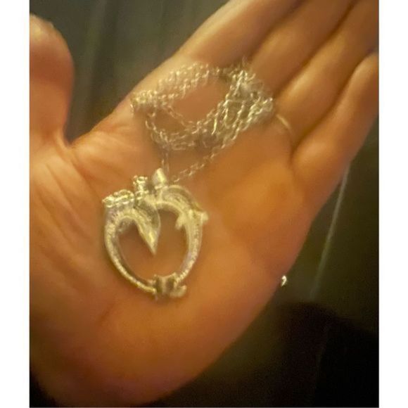 WHITE DOLPHIN OPAL HEART N STERLING SILVER NECKLACE - Picture 5 of 5